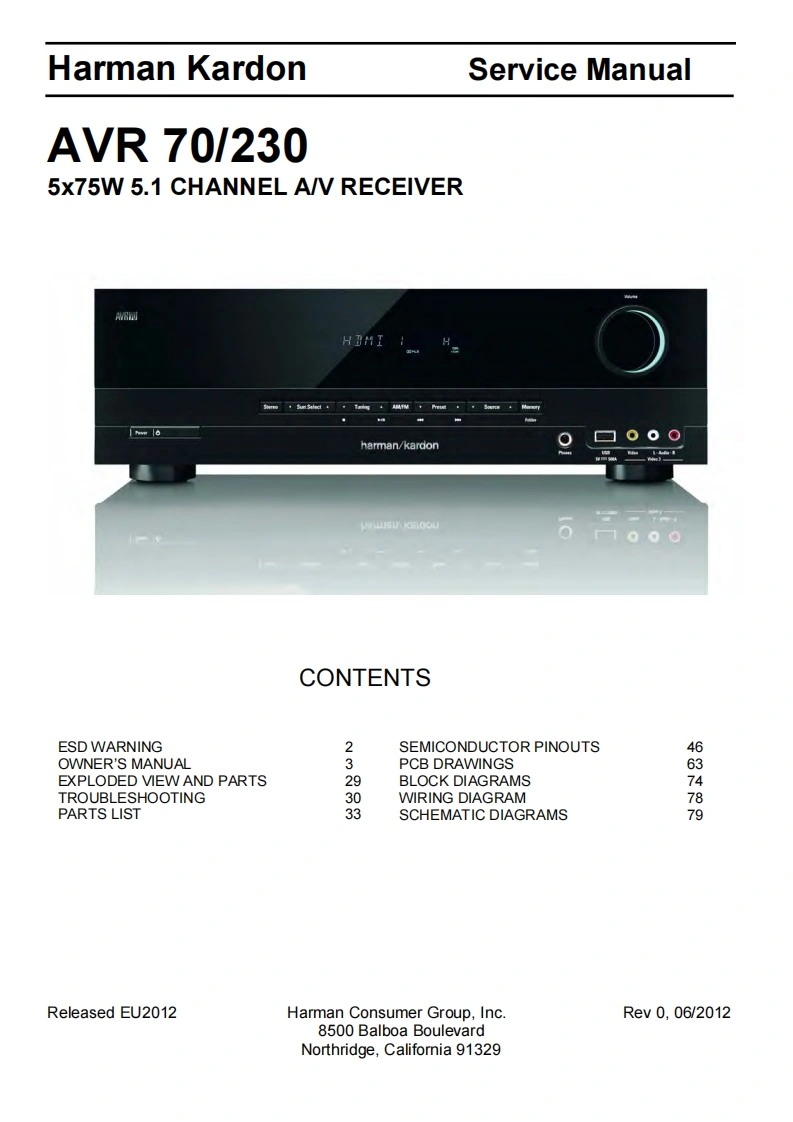 哈曼卡顿Harman-Kardon-AVR-70-C-维修手册-(1)