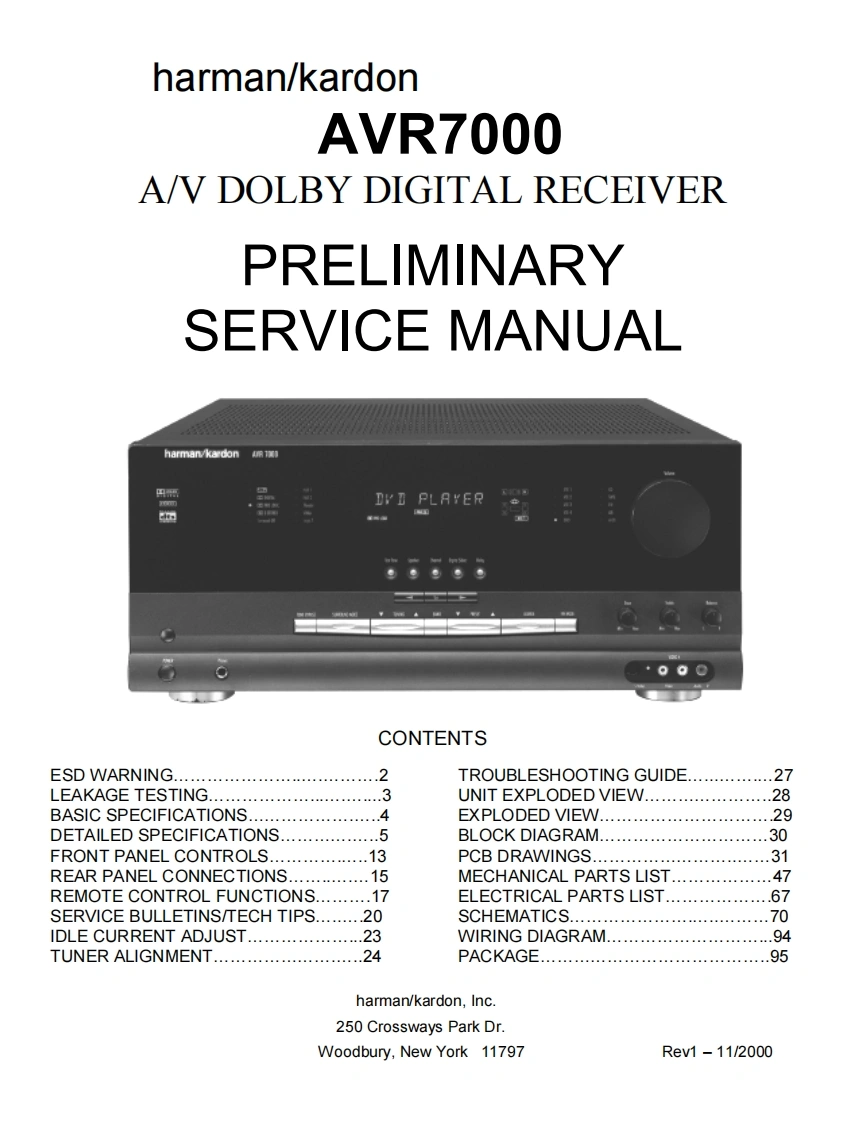 哈曼卡顿Harman-Kardon-AVR-7000-维修手册