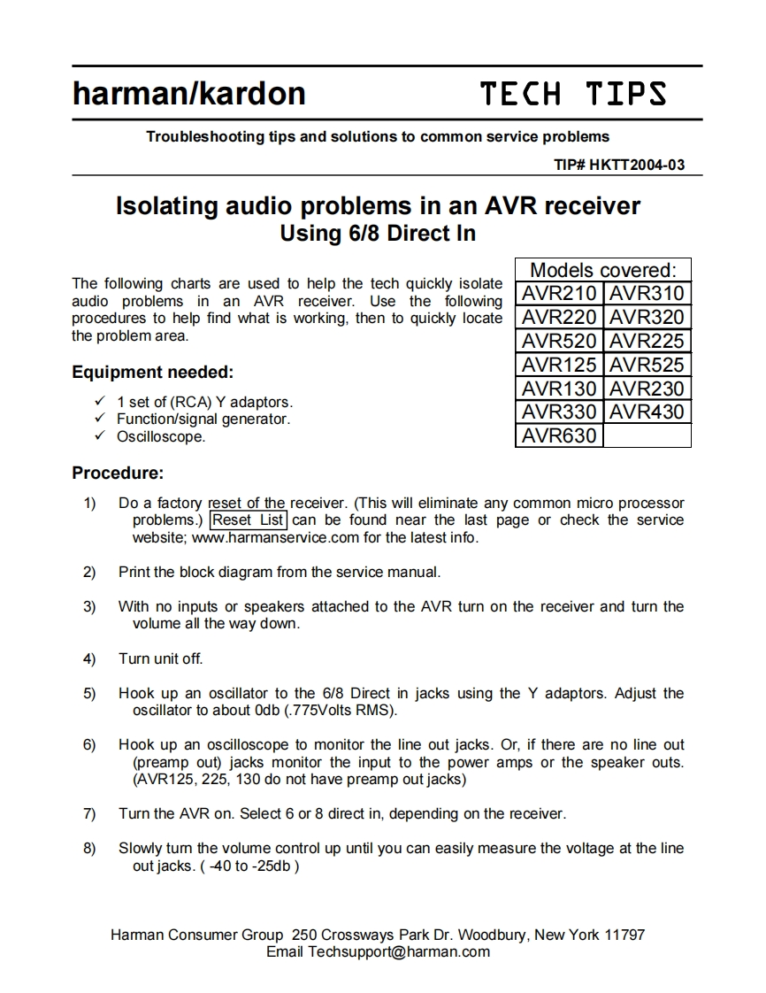 哈曼卡顿Harman-Kardon-AVR-XXXX-维修手册