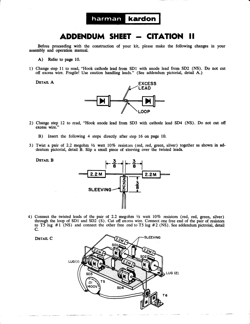 哈曼卡顿Harman-Kardon-Citation_2-维修手册-Addendum-找手册网