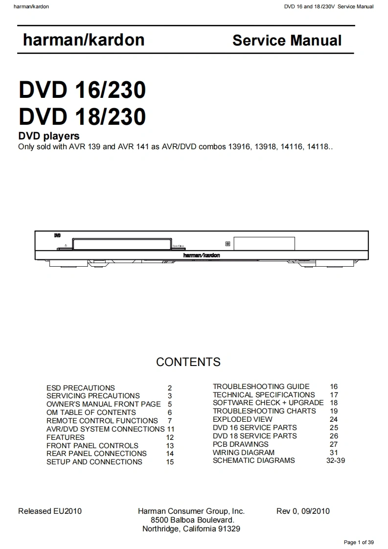 哈曼卡顿Harman-Kardon-DVD-18-230-维修手册
