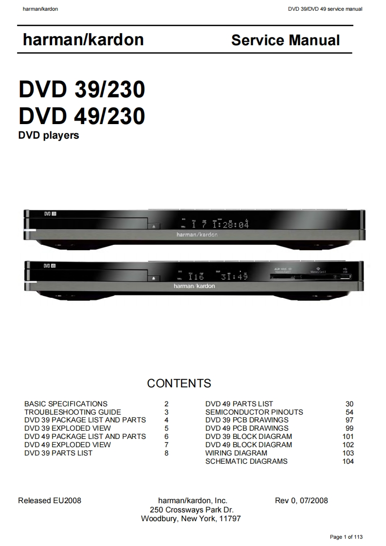 哈曼卡顿Harman-Kardon-DVD-39-230-维修手册