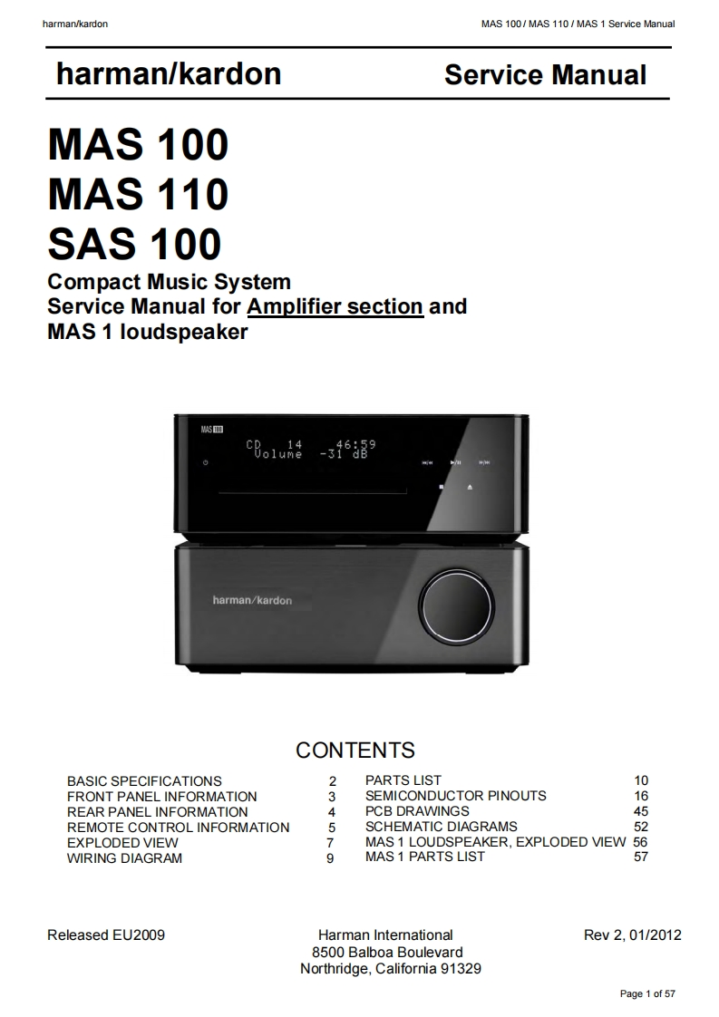 哈曼卡顿Harman-Kardon-MAS-100-维修手册
