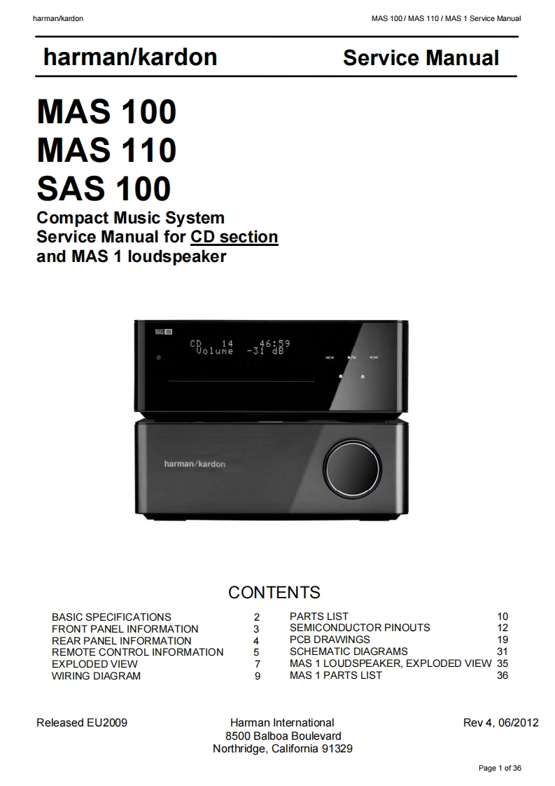 哈曼卡顿Harman-Kardon-MAS-110-维修手册-2