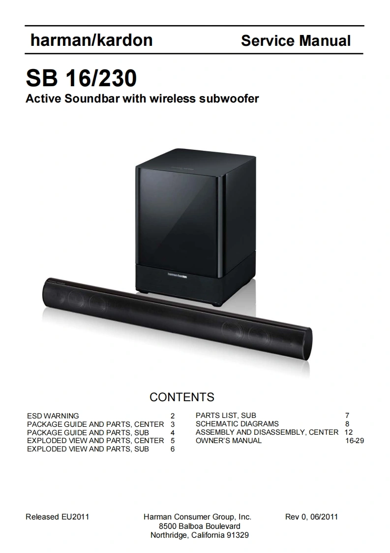 哈曼卡顿Harman-Kardon-SB-16-230-维修手册
