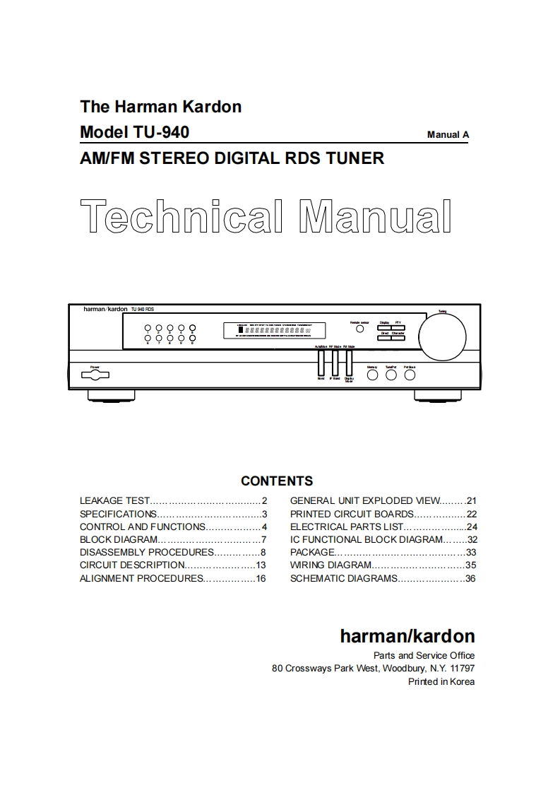 哈曼卡顿Harman-Kardon-TU-940-维修手册