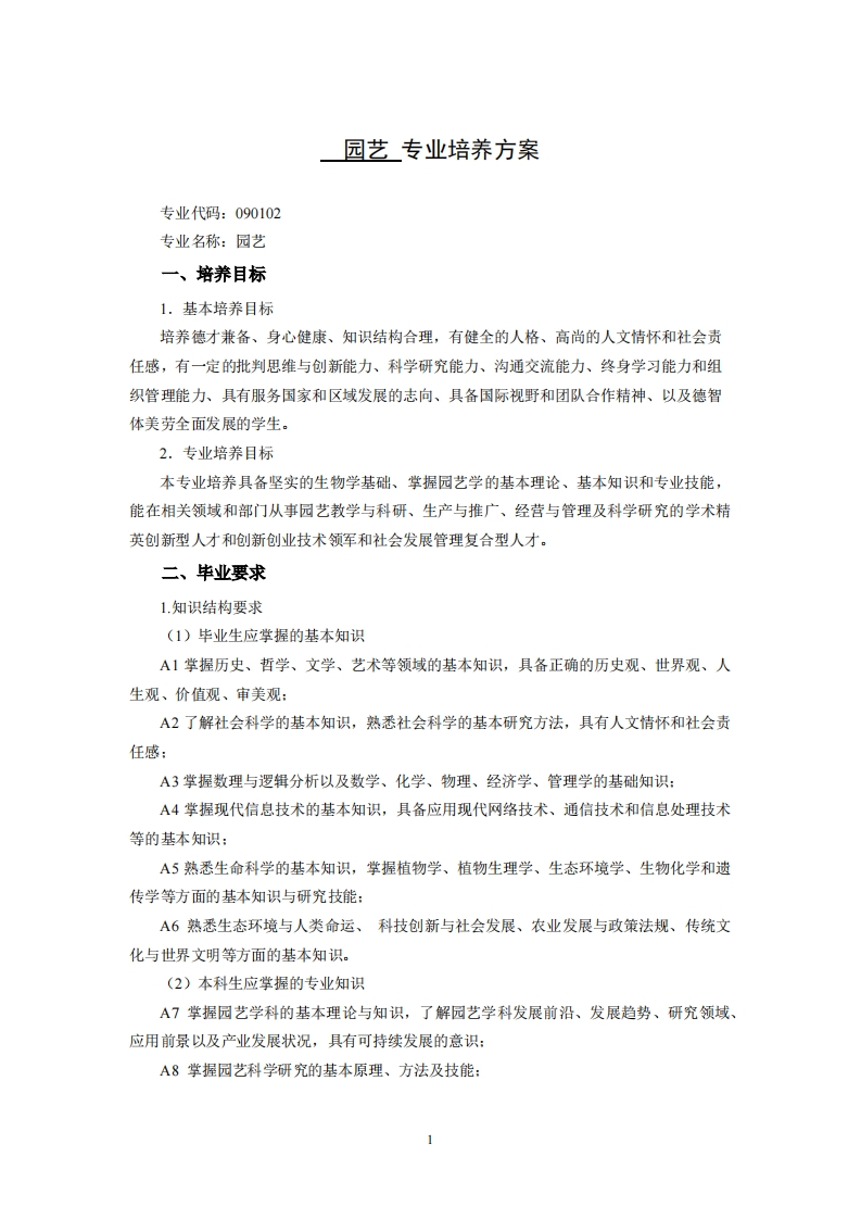 园林学科培育规划二