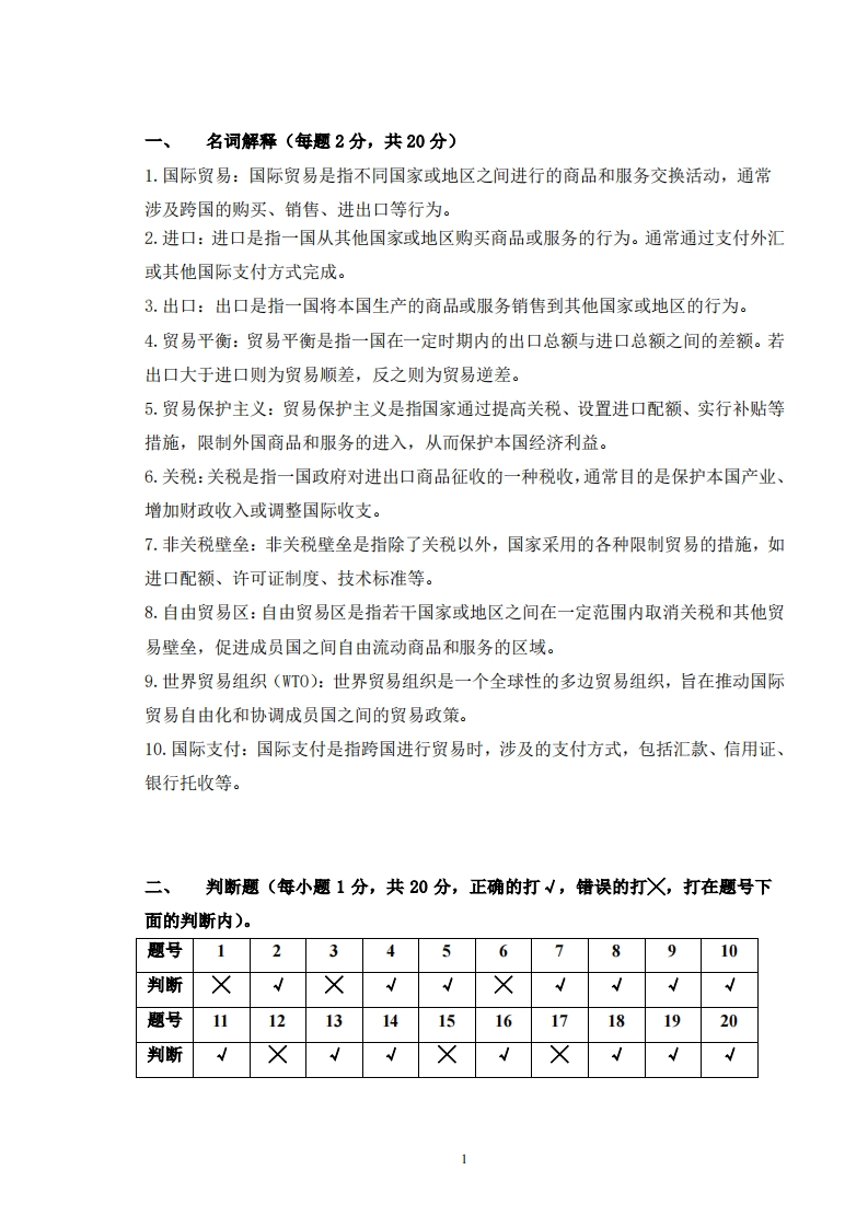 国际贸易实务备考练习试题