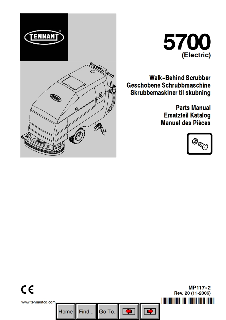 坦能TENNANT-5700维修与零部件手册含电器原理图