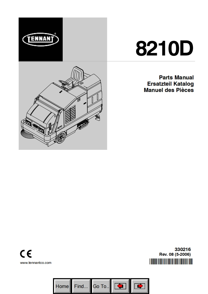 坦能TENNANT-8210D维修与零部件手册含电器原理图