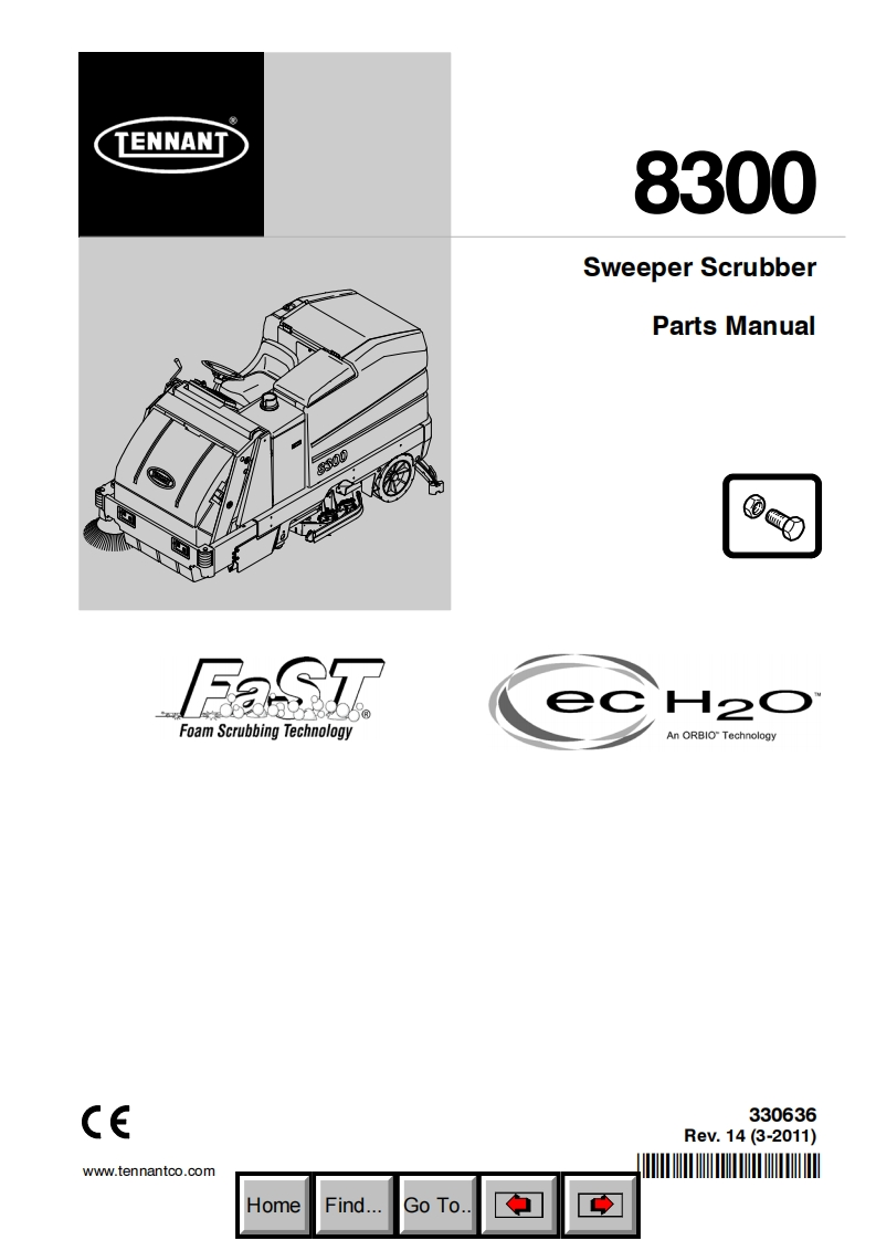 坦能TENNANT-8300维修与零部件手册含电器原理图