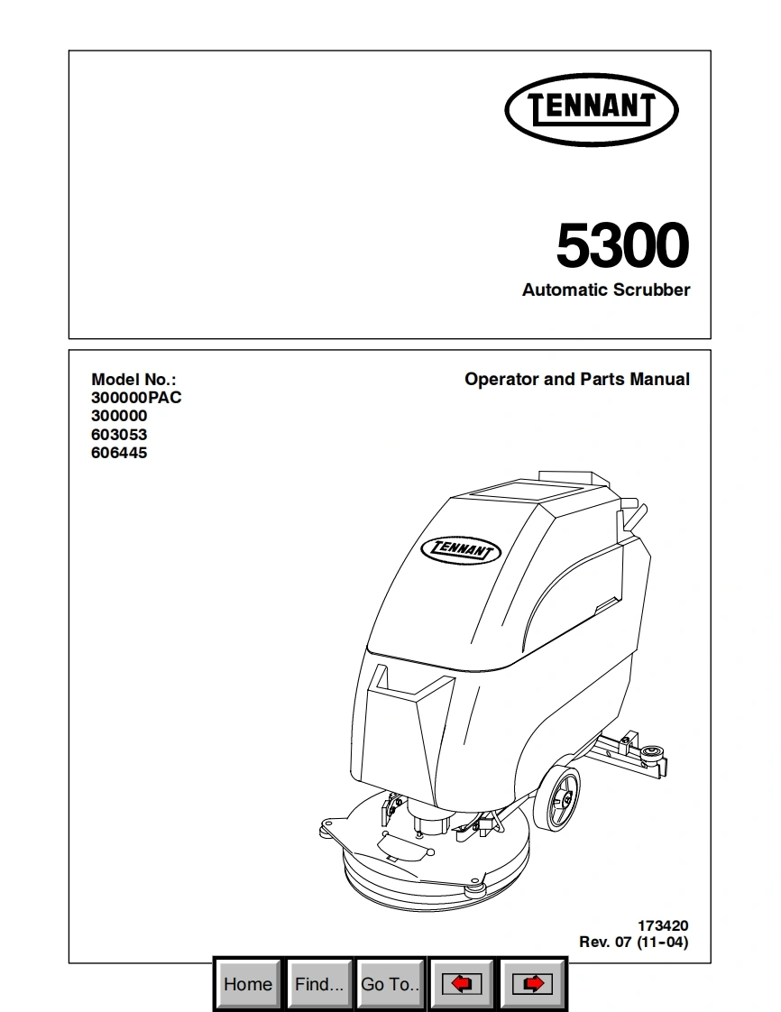坦能清洗机洗地机5300_parts_and_operator_manual_11-2004_and_up维修手册含电器原理图-找手册网