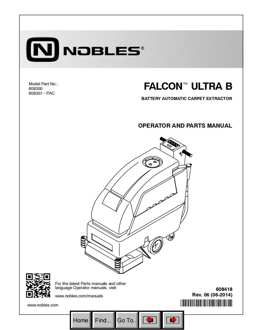 坦能清洗机洗地机Nobles_Falcon_Ultra_B_Operator_and_Parts_Manual_r02维修手册含电器原理图-找手册网