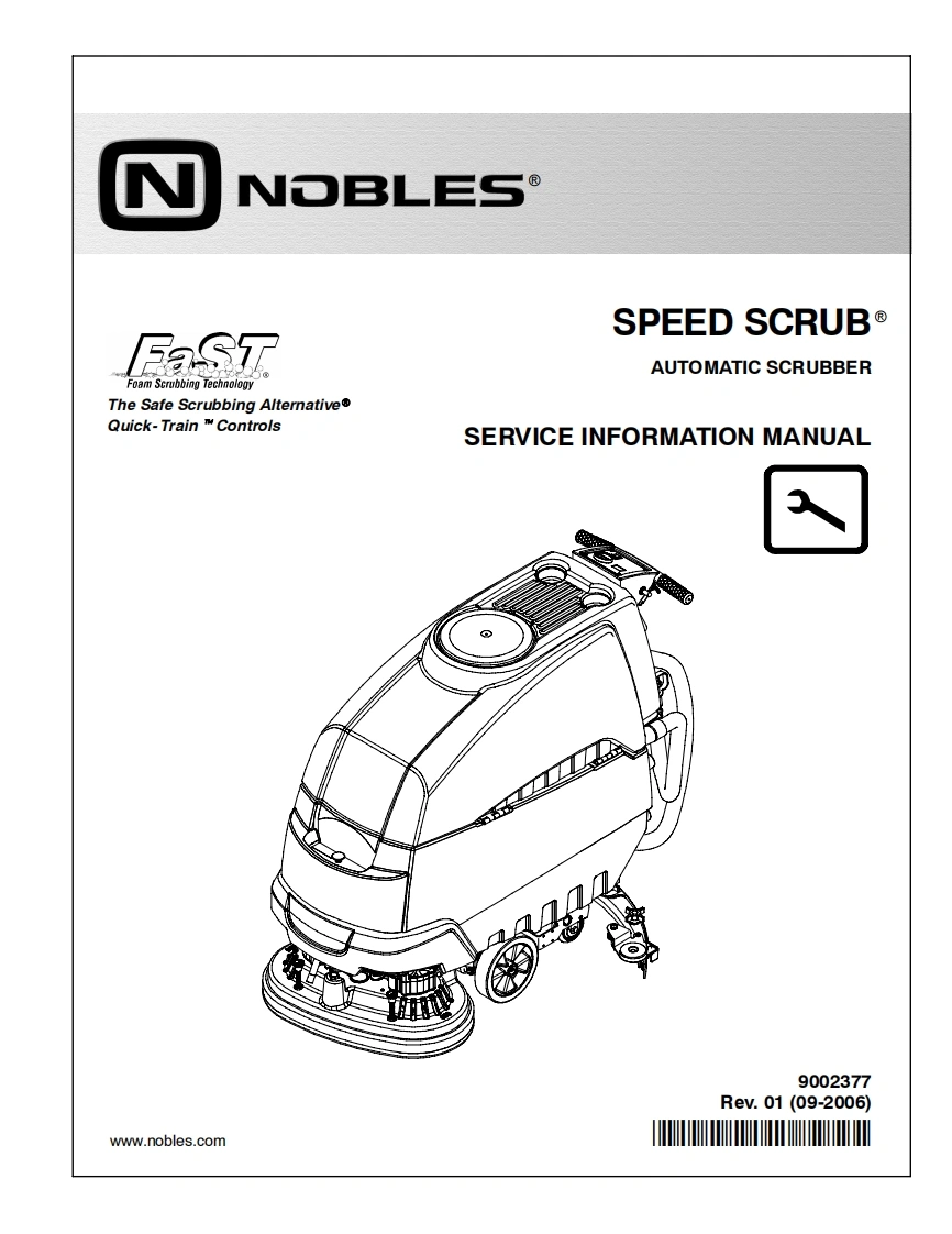 坦能清洗机洗地机nobles-speed-scrub-24-32-ss5-walk-behind-floor-scrubber-service-manual维修手册含电器原理图-找手册网
