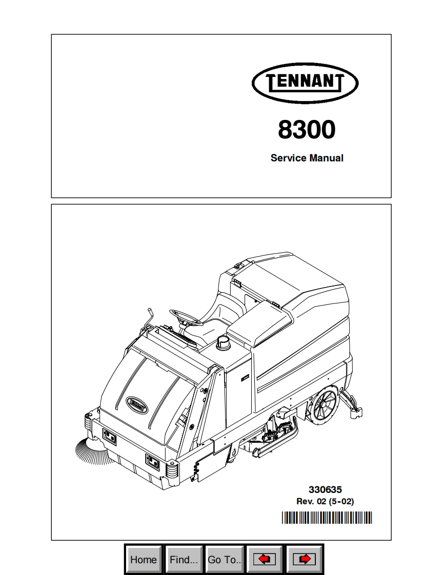 坦能清洗机洗地机tennant-8300-rider-floor-sweeper-scrubber-service-manual维修手册含电器原理图-找手册网
