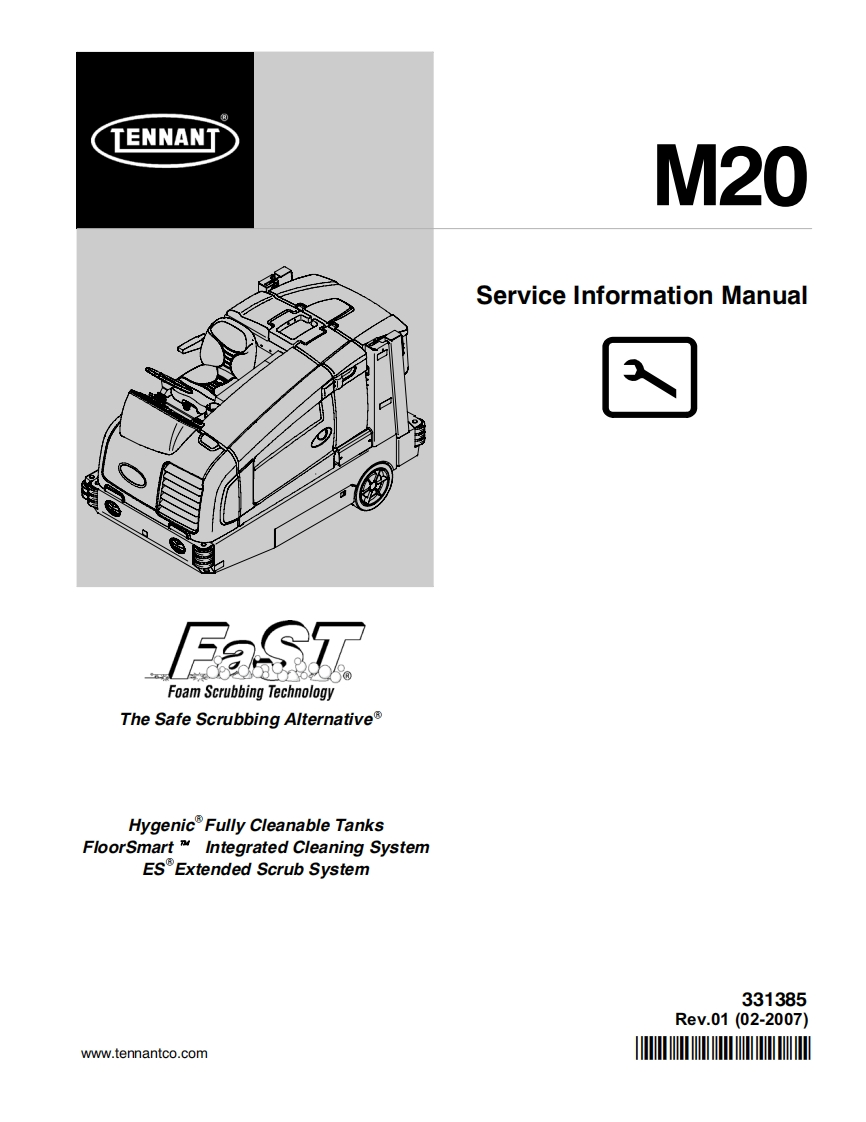 坦能清洗机洗地机tennant-m20-rider-floor-sweeper-scrubber-service-manual-sn-0-007999维修手册含电器原理图-找手册网