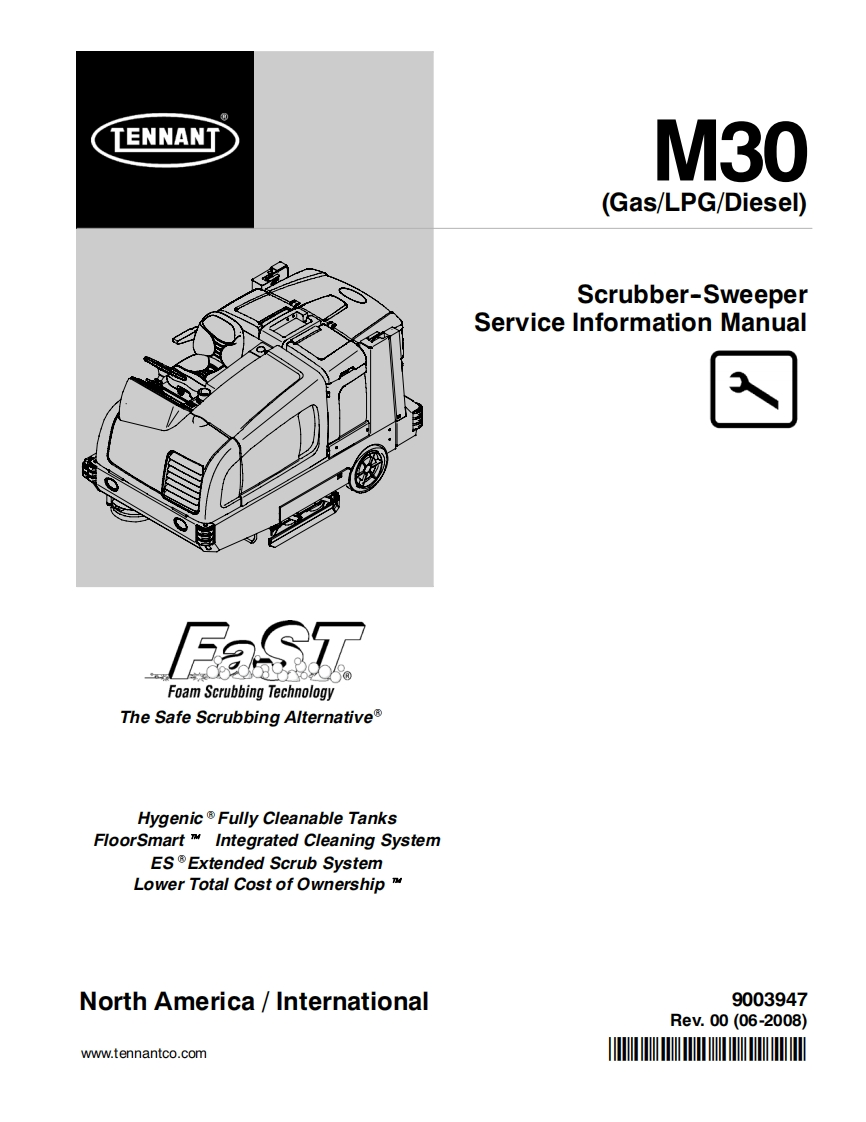 坦能清洗机洗地机tennant-m30-rider-floor-sweeper-scrubber-service-manual维修手册含电器原理图-找手册网