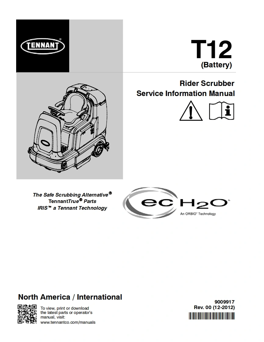 坦能清洗机洗地机tennant-t12-rider-floor-scrubber-service-manual维修手册含电器原理图-找手册网
