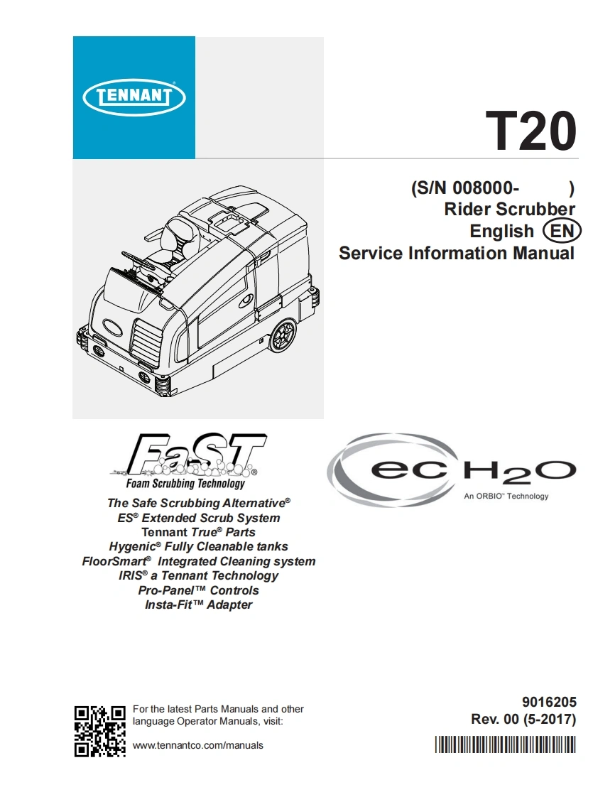 坦能清洗机洗地机tennant-t20-rider-floor-scrubber-service-manaul-sn-008000-up维修手册含电器原理图-找手册网