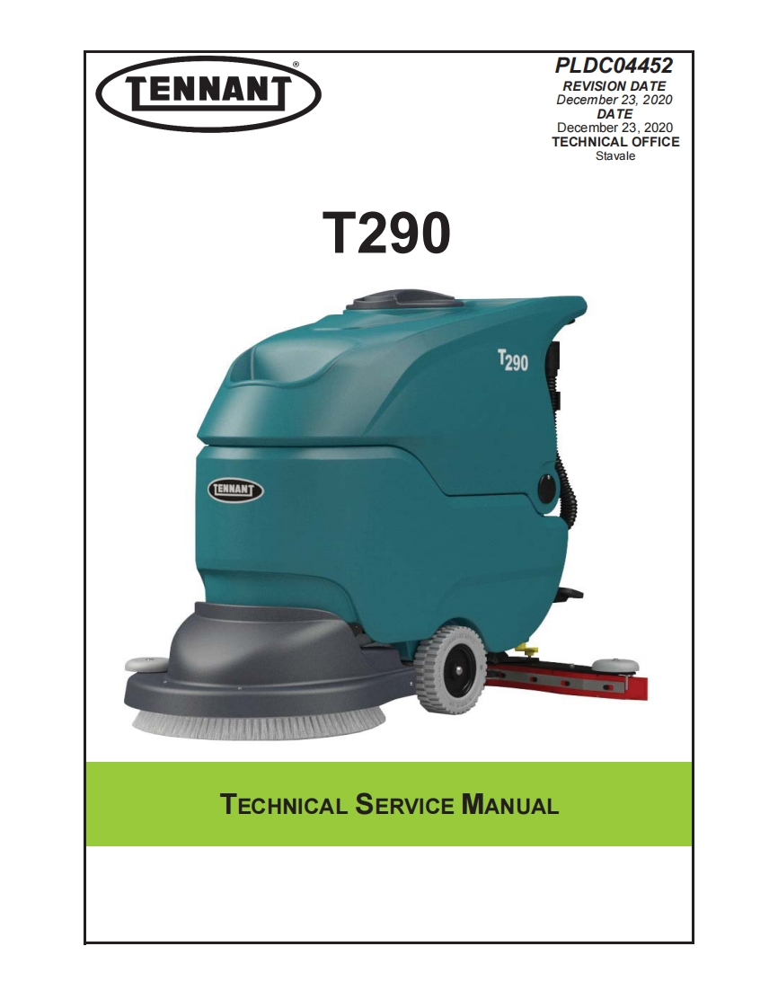 坦能清洗机洗地机tennant-t290-walk-behind-floor-scrubber-service-manual维修手册含电器原理图-找手册网