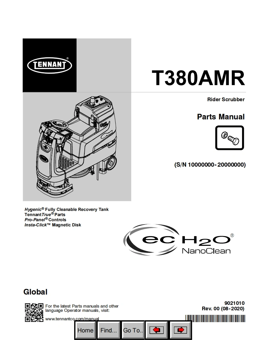 坦能清洗机洗地机tennant-t380amr-ride-on-floor-scrubber-parts-manual维修手册含电器原理图-找手册网