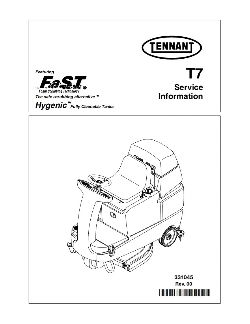 坦能清洗机洗地机tennant-t7-rider-floor-scrubber-service-manual维修手册含电器原理图-找手册网
