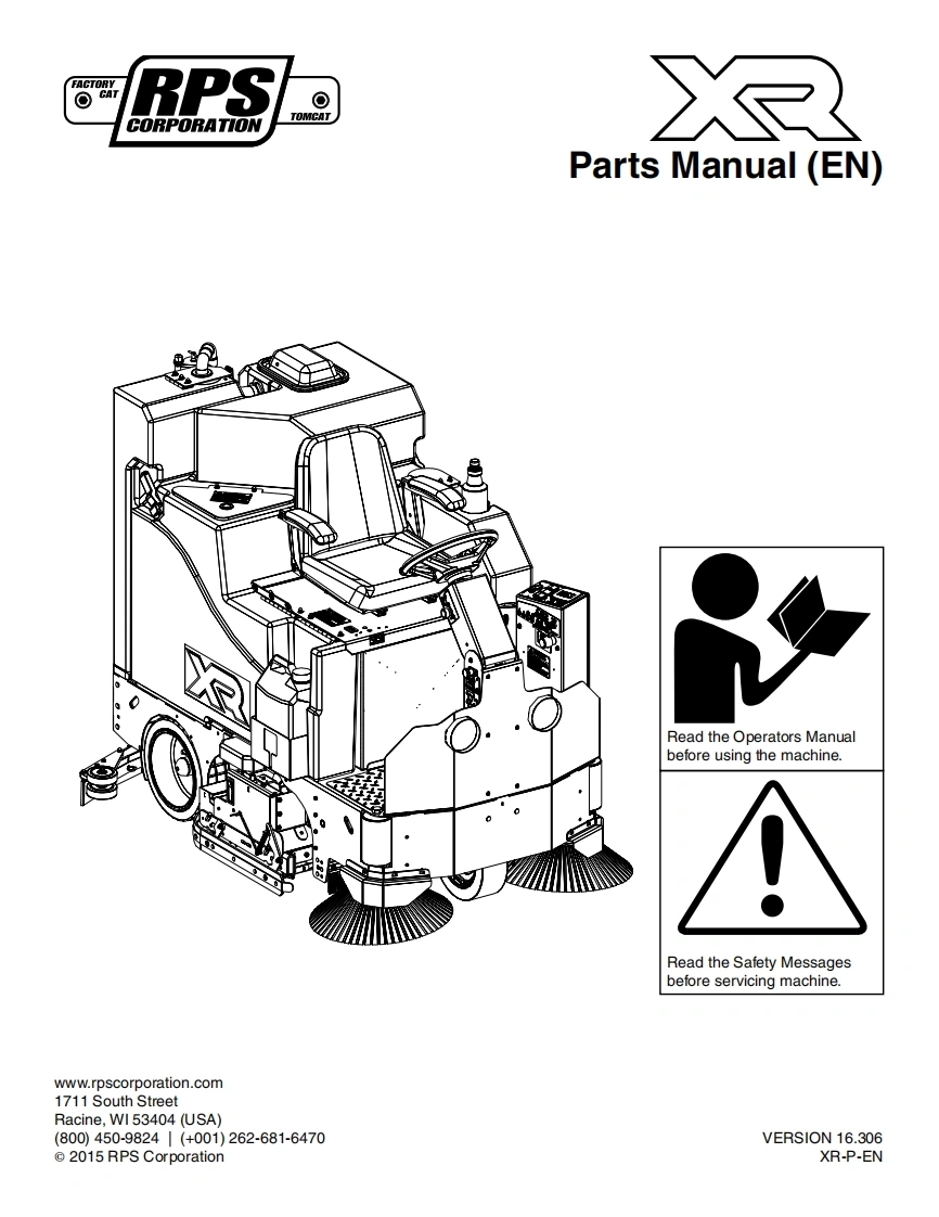 坦能清洗机洗地机tomcat-xr-series-ride-on-floor-scrubber-parts-manual维修手册含电器原理图-找手册网