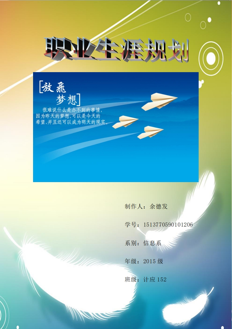 多媒体专业职业生涯规划书六