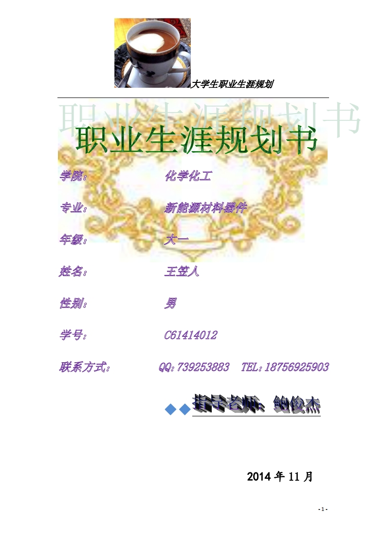 大学生职业规划通用模板范文新能源