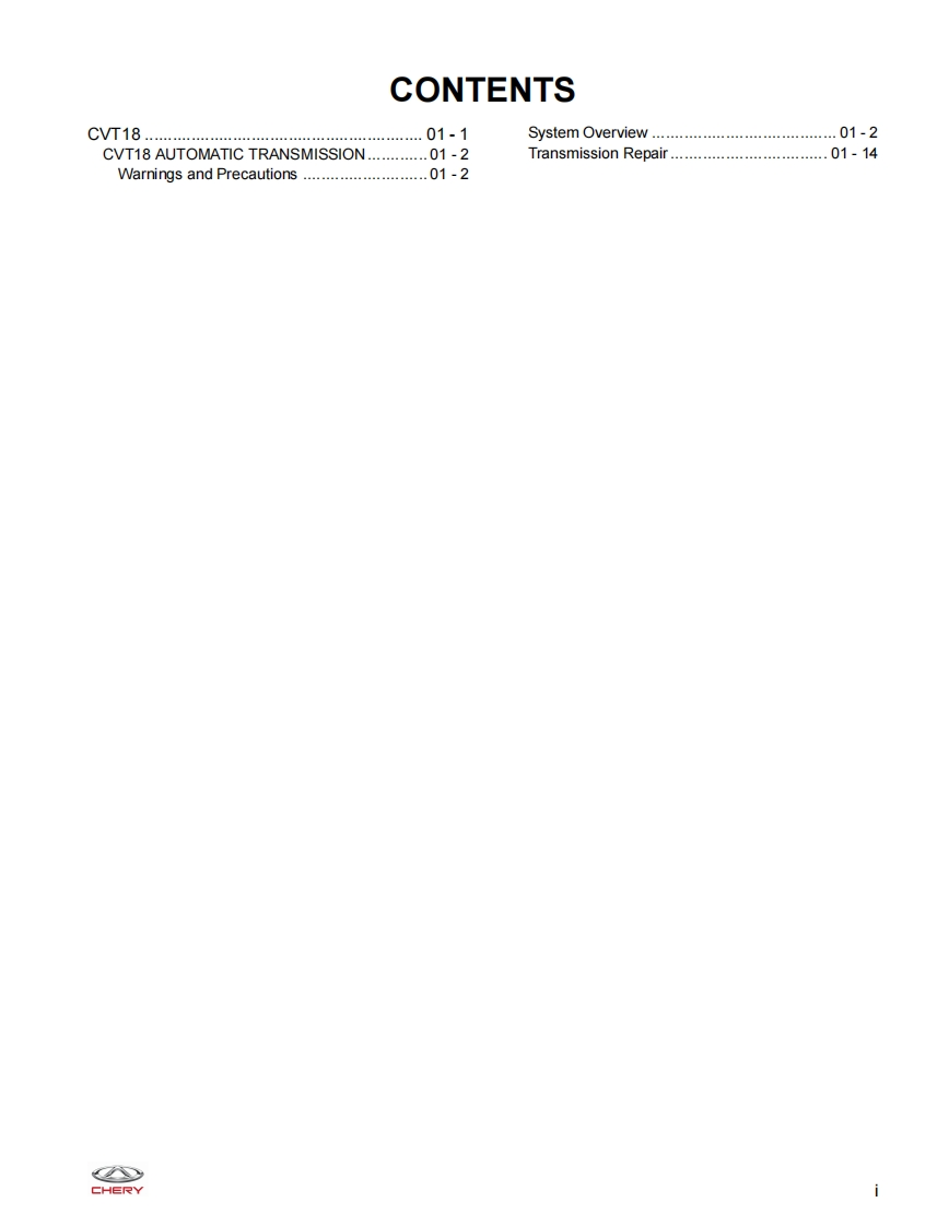 奇瑞汽车CVT18-变速箱维修手册Service-Manual-找手册网