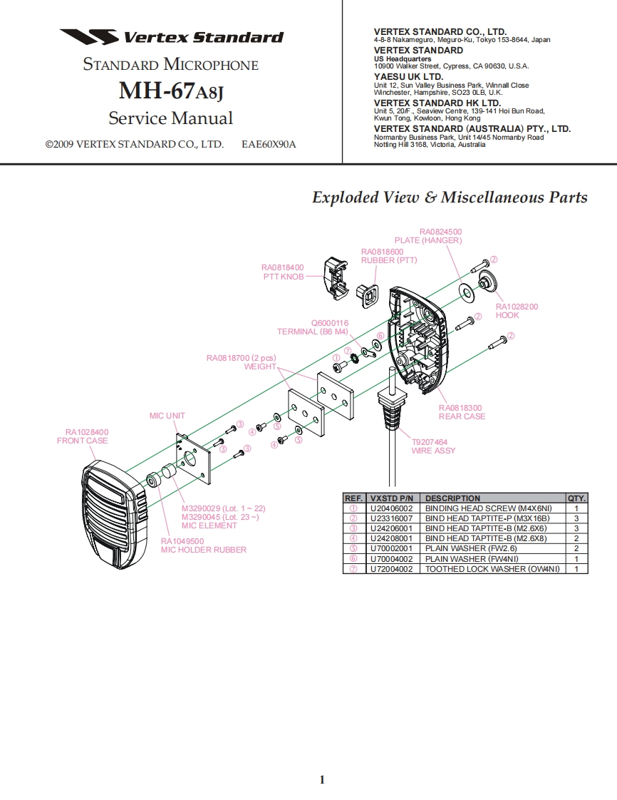 威泰克斯Vertex_MH-67A8J_serv维修手册含电器原理图