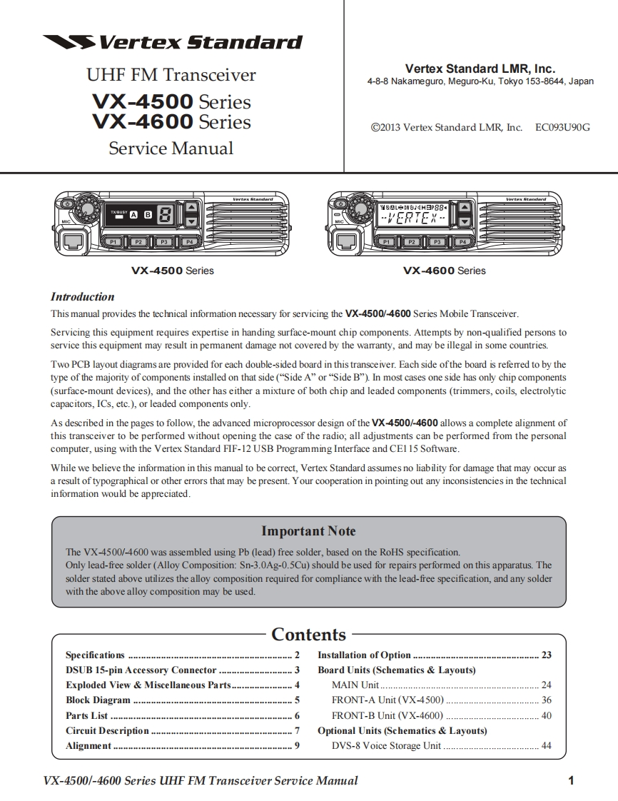 威泰克斯Vertex_VX-4500_4600_UHF_serv维修手册含电器原理图-找手册网
