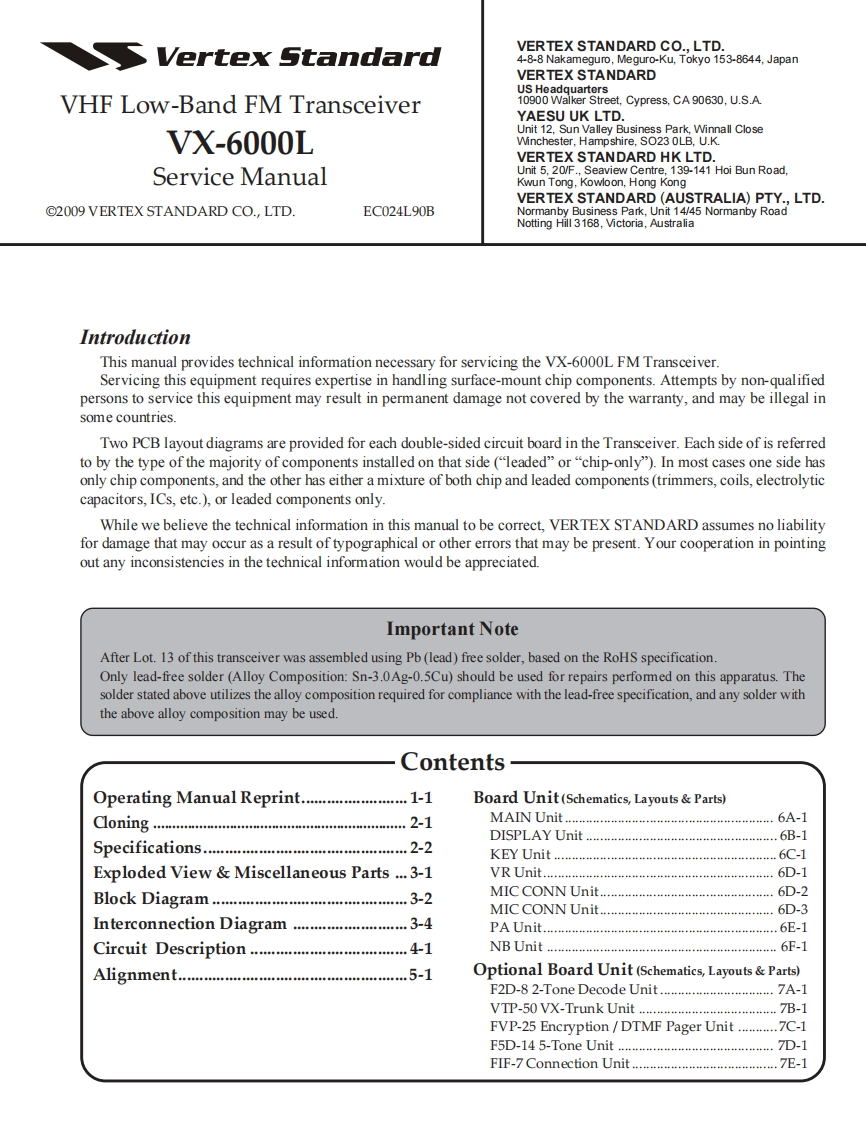 威泰克斯Vertex_VX-6000L_serv维修手册含电器原理图