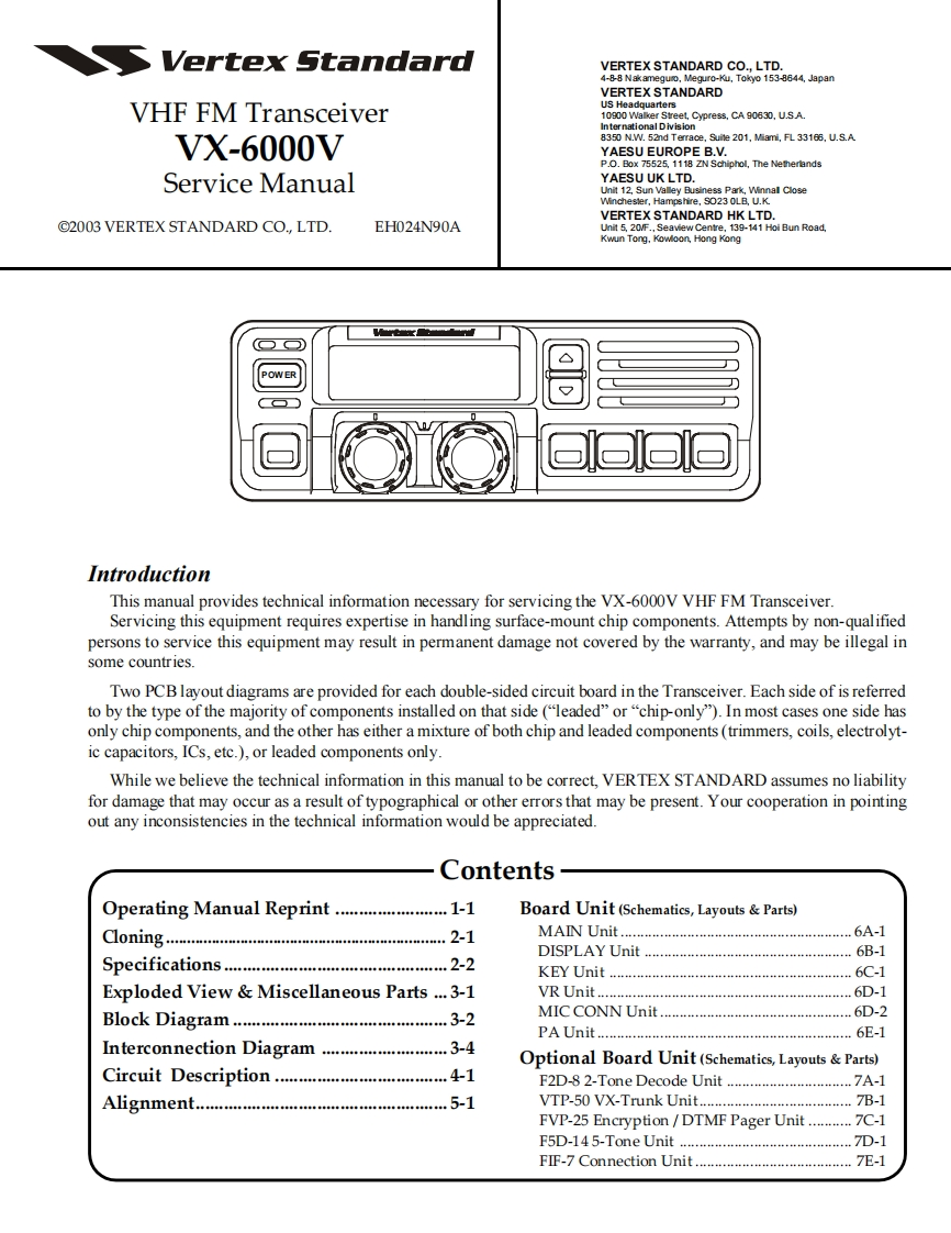 威泰克斯Vertex_VX-6000V_serv维修手册含电器原理图