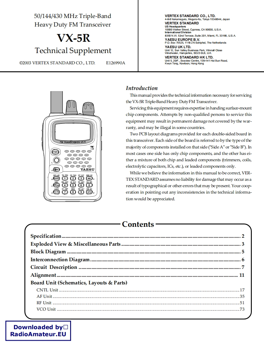 威泰克斯Vertex_VX5R_serv维修手册含电器原理图