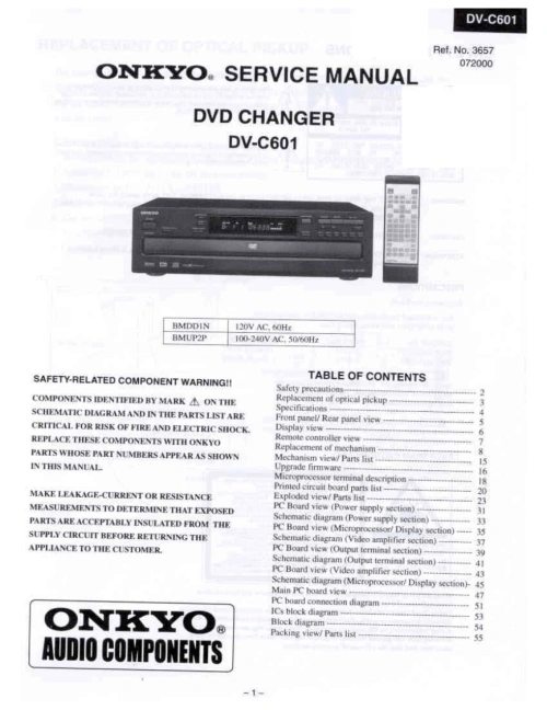 安乔Onkyo---Dvc601Sm维修手册含电器原理图-找手册网