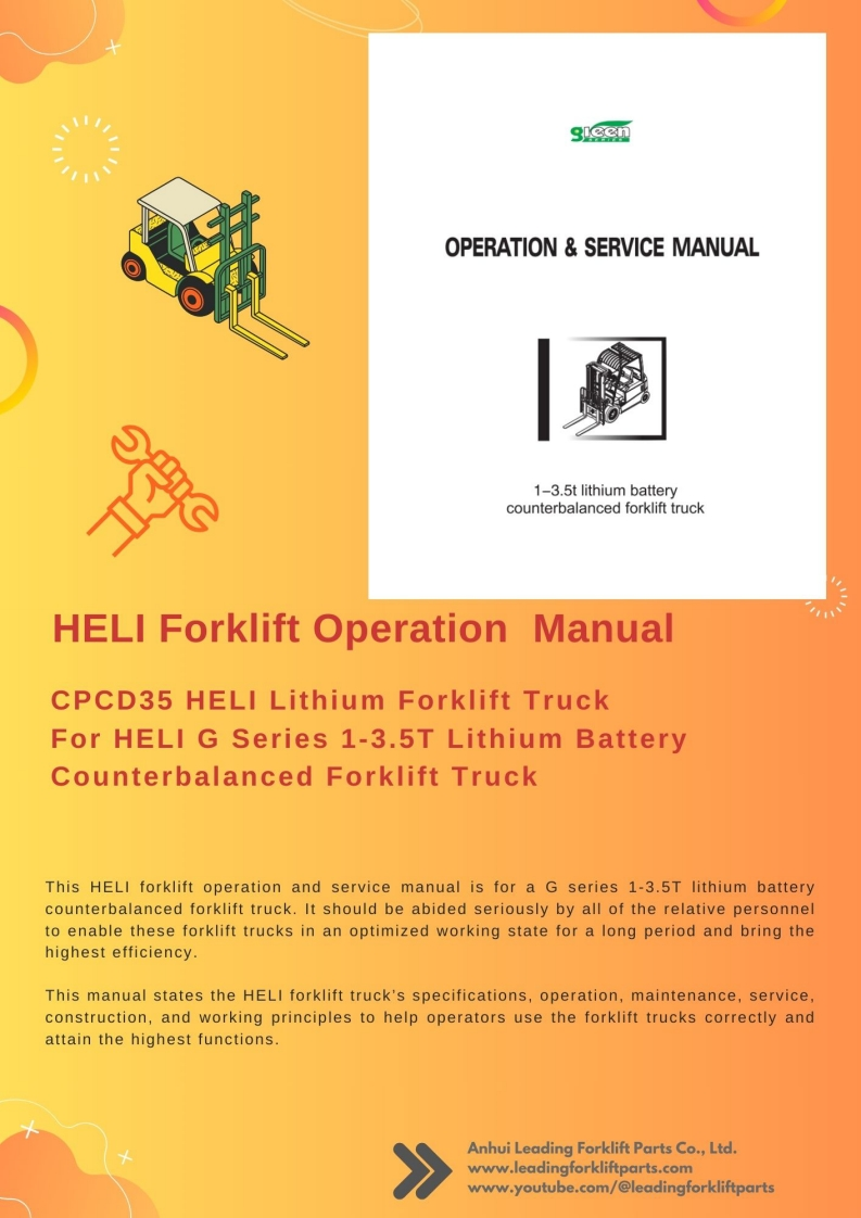 安徽合力叉车HELI-G-SERIES-1-3.5T-LITHIUM-FORKLIFT-OPERATION-MANUAL维修说明书手册含电器液压原理图-找手册网