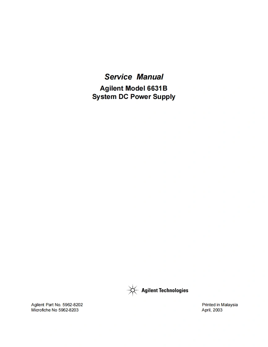 安捷伦6631B--维修手册含电器原理图