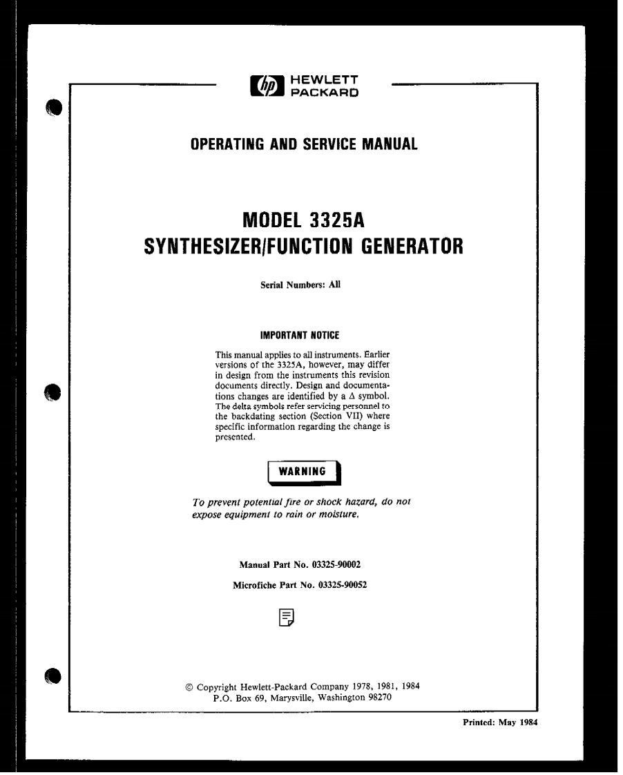 安捷伦HP-3325A-Ops-Service-manual维修手册含电器原理图-找手册网