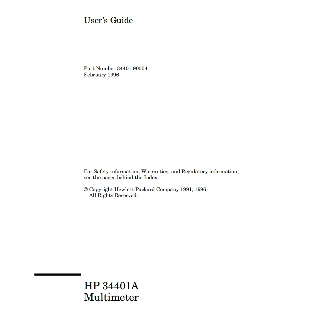 安捷伦HP-34401A-User维修手册含电器原理图