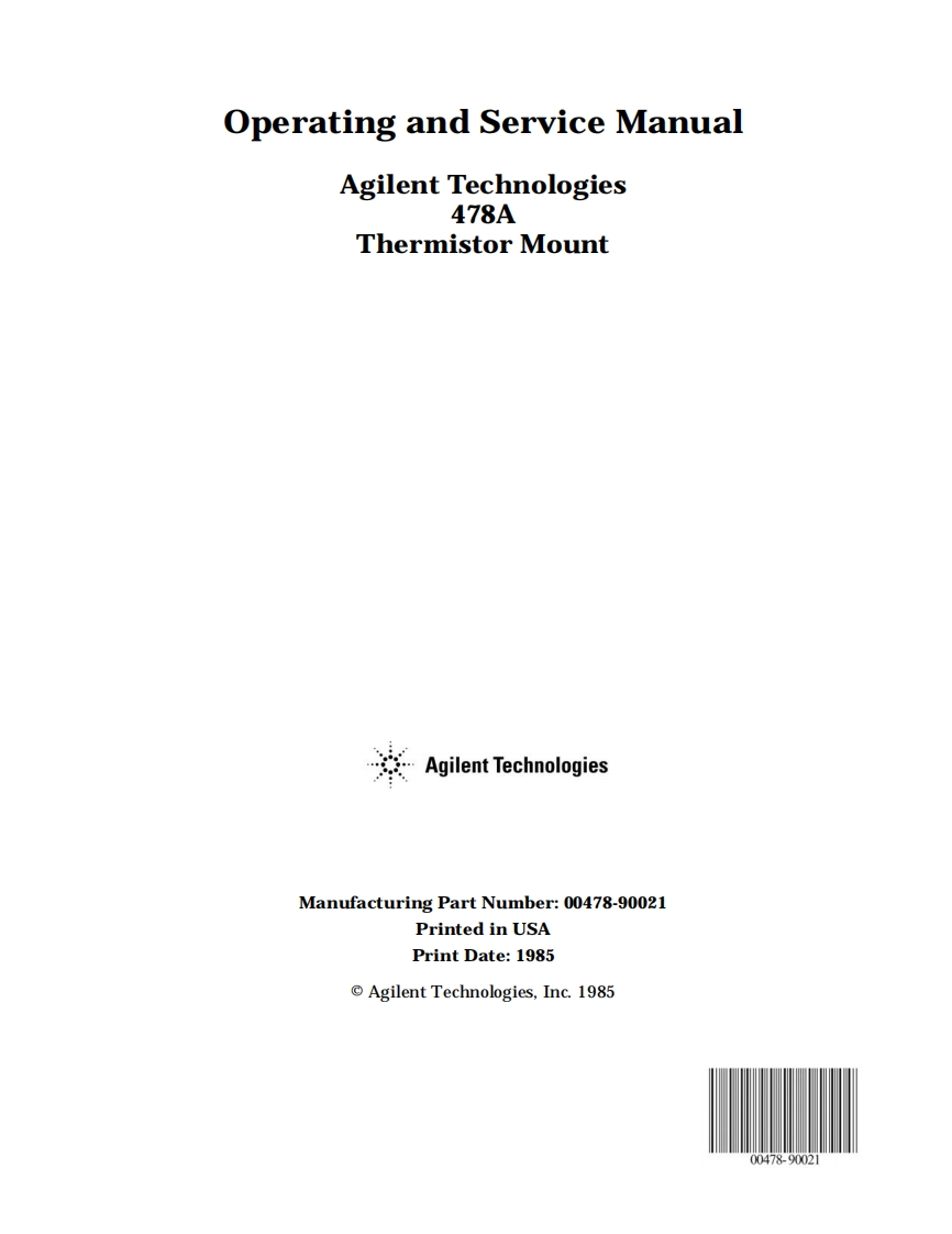 安捷伦HP-478A-Operating-and-Service维修手册含电器原理图