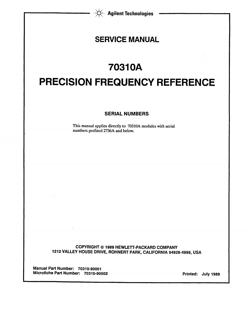安捷伦HP-70310A---Service维修手册含电器原理图-找手册网