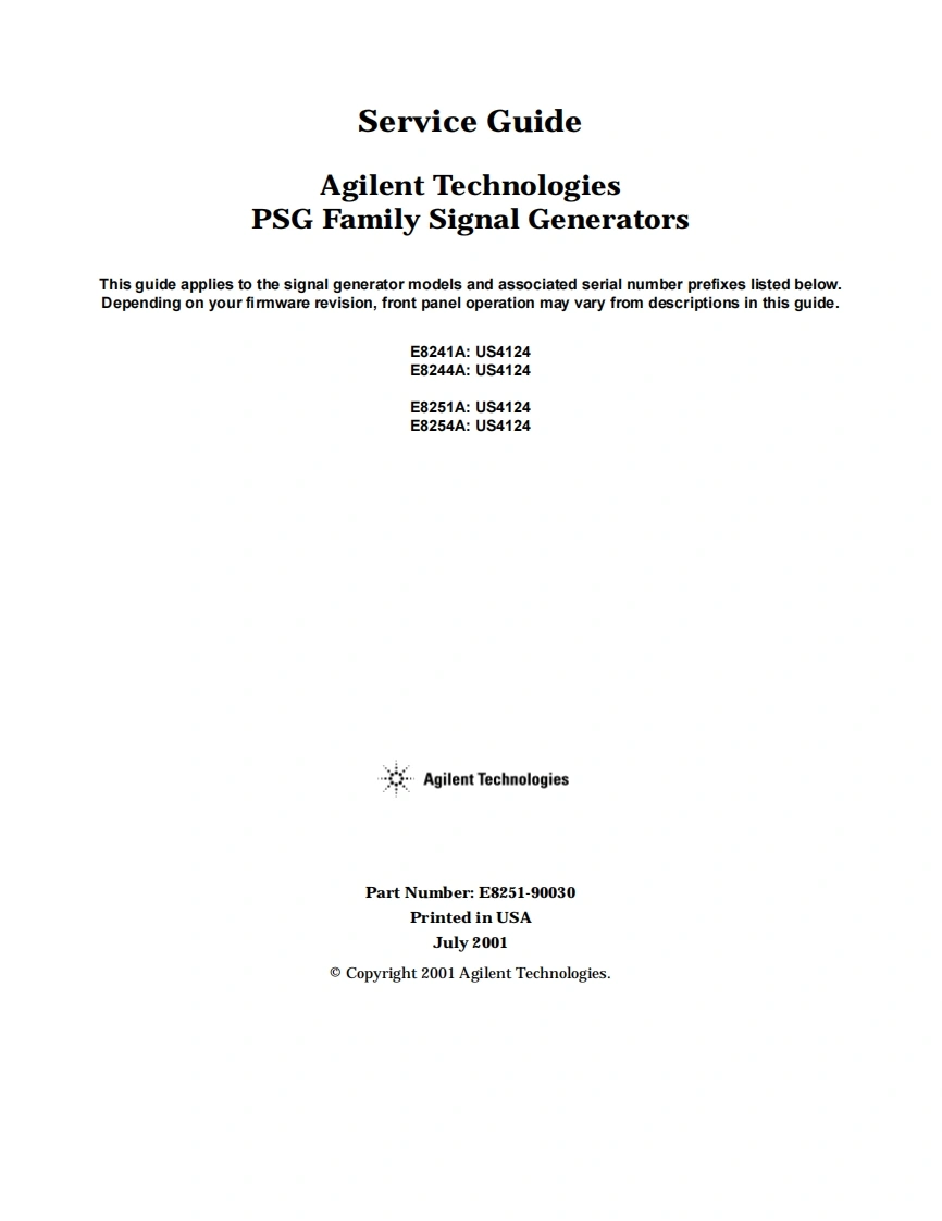 安捷伦HP-E8241-44-51-54A-serv维修手册含电器原理图