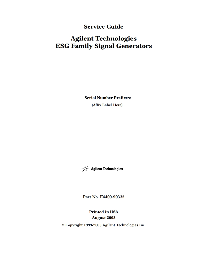 安捷伦HP-ESG-Family-Service-Guide维修手册含电器原理图