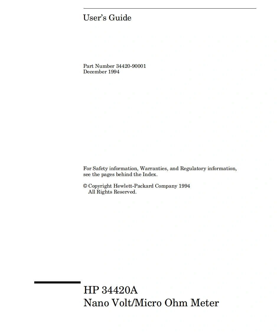 安捷伦HP_34420A_UM_Ed1维修手册含电器原理图