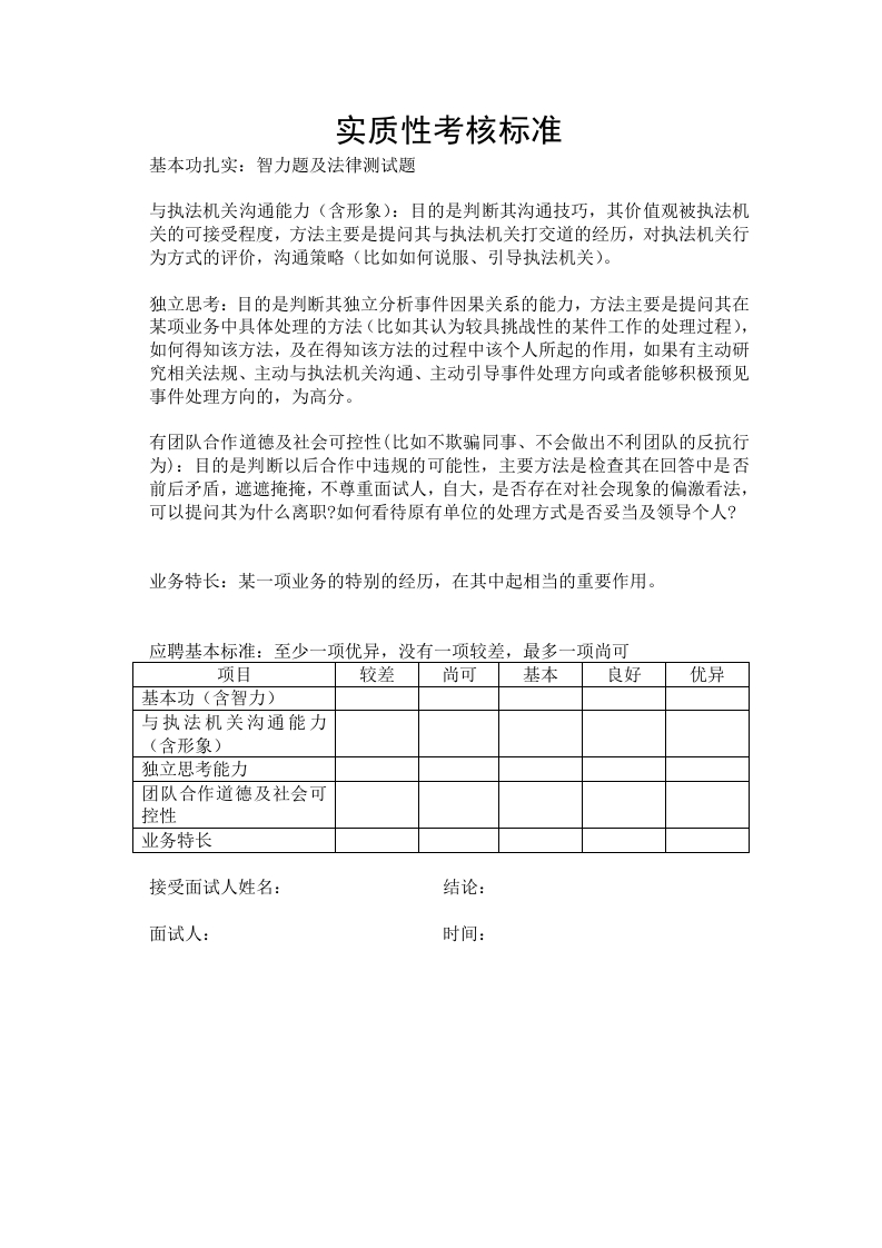 实质性考核标准
