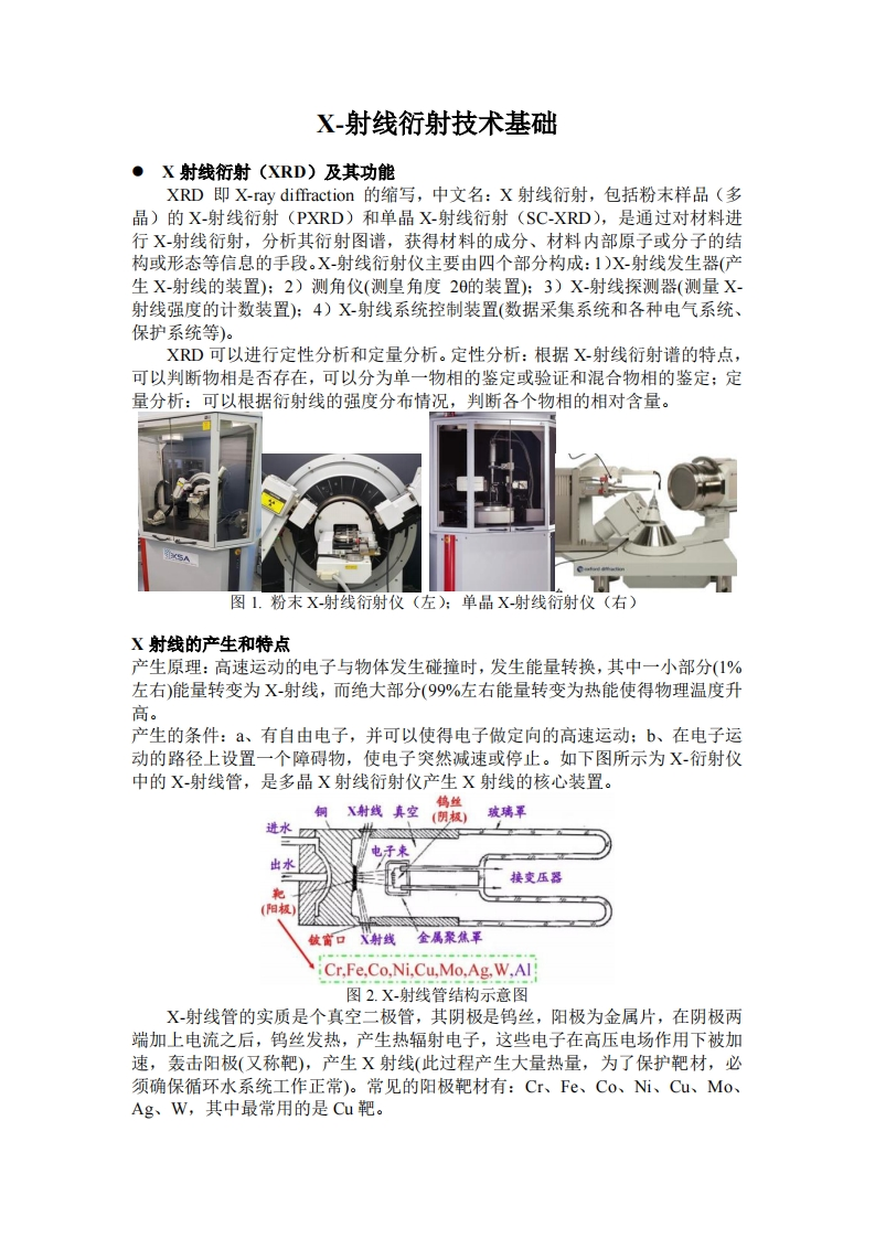 实验二附件-综合化学实验-X射线衍射基础知识实验讲义