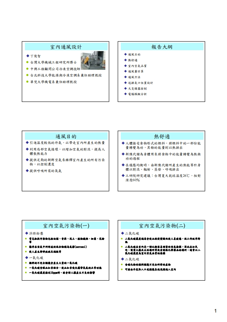 室內通风设计讲义现行国家强制性标准规范