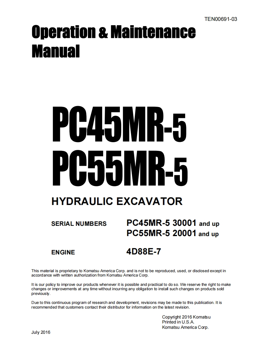 小松KOMATSU-pc55驾驶操作与维修保养说明书手册