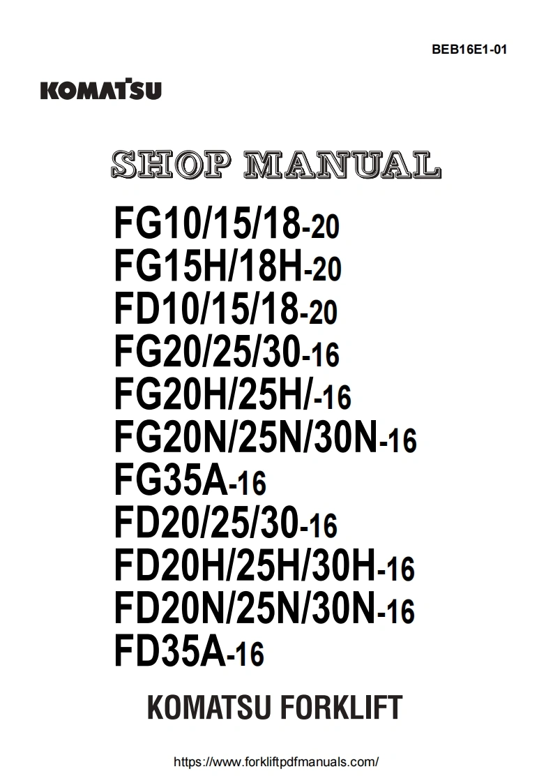 小松Komatsu-FD-FG-Forklift-Trucks-Shop-Manual-PDF